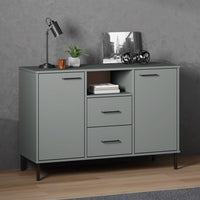 Thumbnail for Sideboard OSLO mit Metallbeinen Grau 113x40x77 cm Massivholz