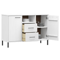 Thumbnail for Sideboard OSLO mit Metallbeinen Weiß 113x40x77 cm Massivholz