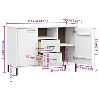 Thumbnail for Sideboard OSLO mit Metallbeinen Weiß 113x40x77 cm Massivholz