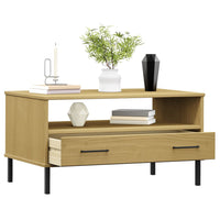 Thumbnail for Couchtisch OSLO mit Metallbeinen Braun 85x50x45 cm Massivholz