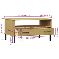 Thumbnail for Couchtisch OSLO mit Metallbeinen Braun 85x50x45 cm Massivholz