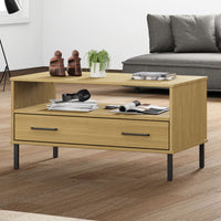 Thumbnail for Couchtisch OSLO mit Metallbeinen Braun 85x50x45 cm Massivholz