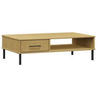 Thumbnail for Couchtisch OSLO mit Metallbeinen Braun Massivholz Kiefer