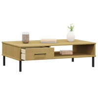 Thumbnail for Couchtisch OSLO mit Metallbeinen Braun Massivholz Kiefer