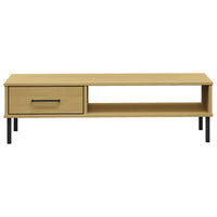 Thumbnail for Couchtisch OSLO mit Metallbeinen Braun Massivholz Kiefer