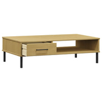 Thumbnail for Couchtisch OSLO mit Metallbeinen Braun Massivholz Kiefer
