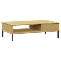 Thumbnail for Couchtisch OSLO mit Metallbeinen Braun Massivholz Kiefer