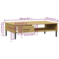 Thumbnail for Couchtisch OSLO mit Metallbeinen Braun Massivholz Kiefer