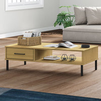 Thumbnail for Couchtisch OSLO mit Metallbeinen Braun Massivholz Kiefer