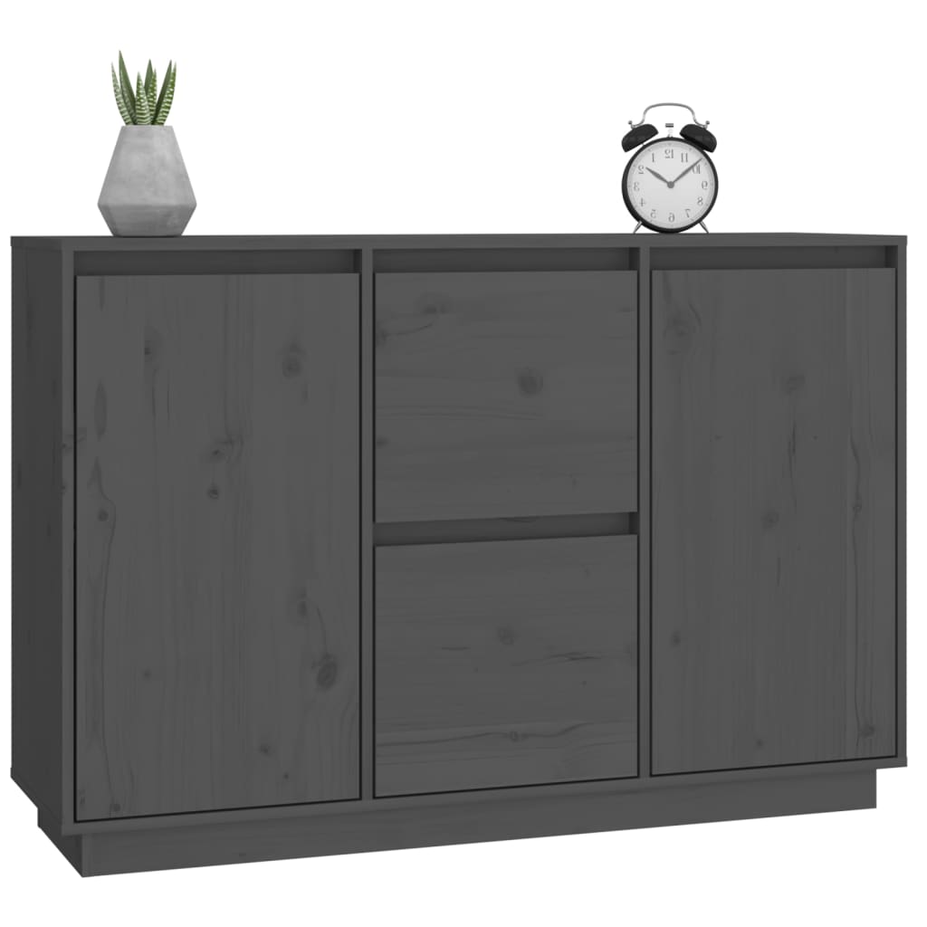 Sideboard Grau 111x34x75 cm Massivholz Kiefer