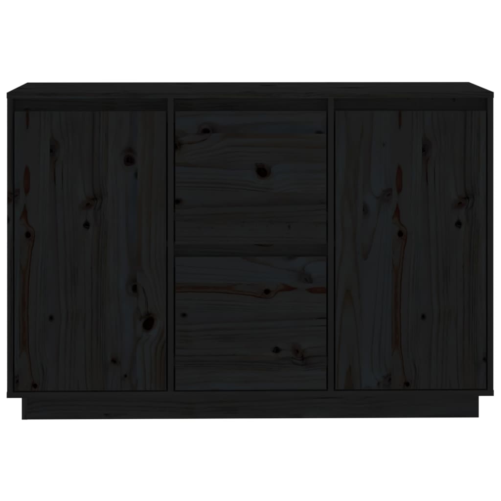 Sideboard Schwarz 111x34x75 cm Massivholz Kiefer