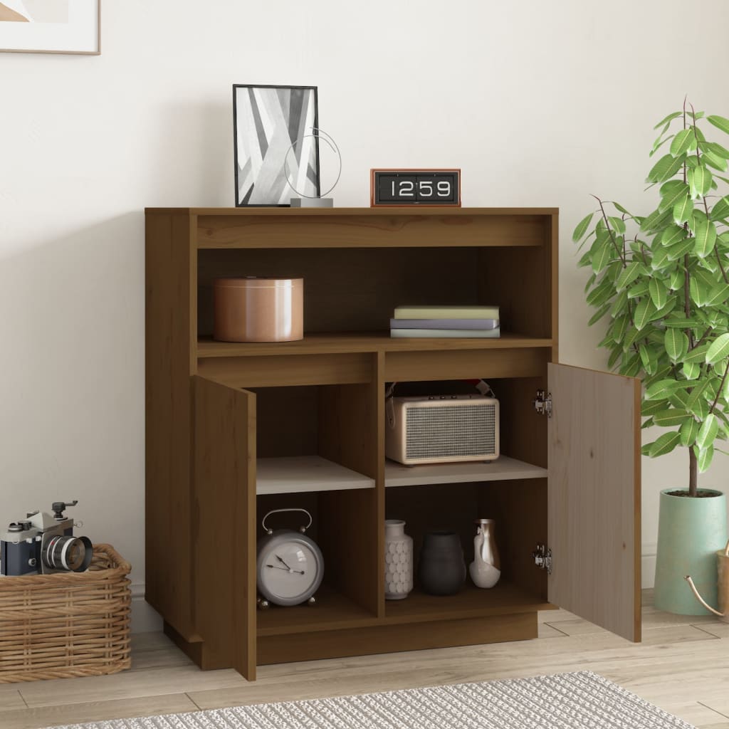 Sideboard Honigbraun 70x34x80 cm Massivholz Kiefer