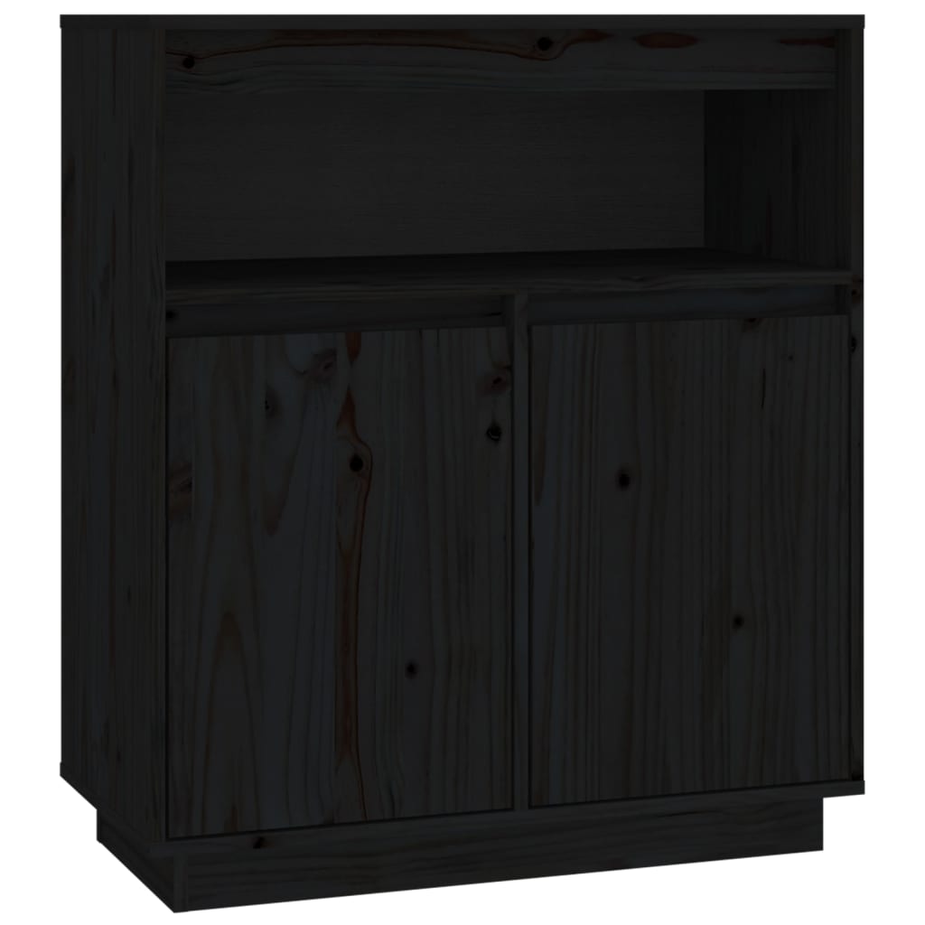 Sideboard Schwarz 70x34x80 cm Massivholz Kiefer