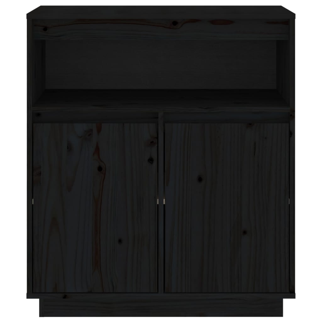 Sideboard Schwarz 70x34x80 cm Massivholz Kiefer