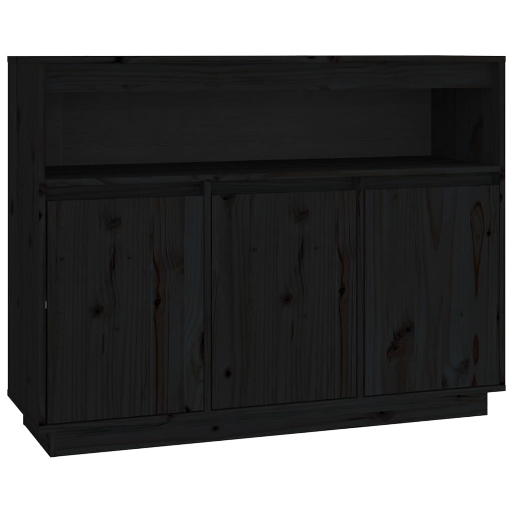 Sideboard Schwarz 104,5x34x80 cm Massivholz Kiefer