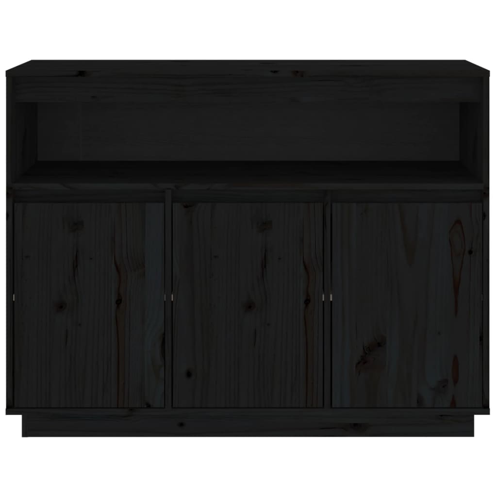 Sideboard Schwarz 104,5x34x80 cm Massivholz Kiefer