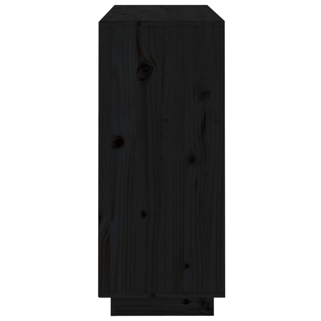 Sideboard Schwarz 104,5x34x80 cm Massivholz Kiefer