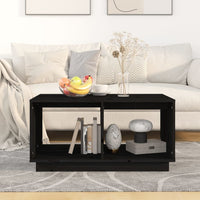 Thumbnail for Couchtisch Schwarz 80x50x40 cm Massivholz Kiefer