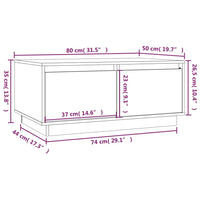 Thumbnail for Couchtisch Schwarz 80x50x35 cm Massivholz Kiefer