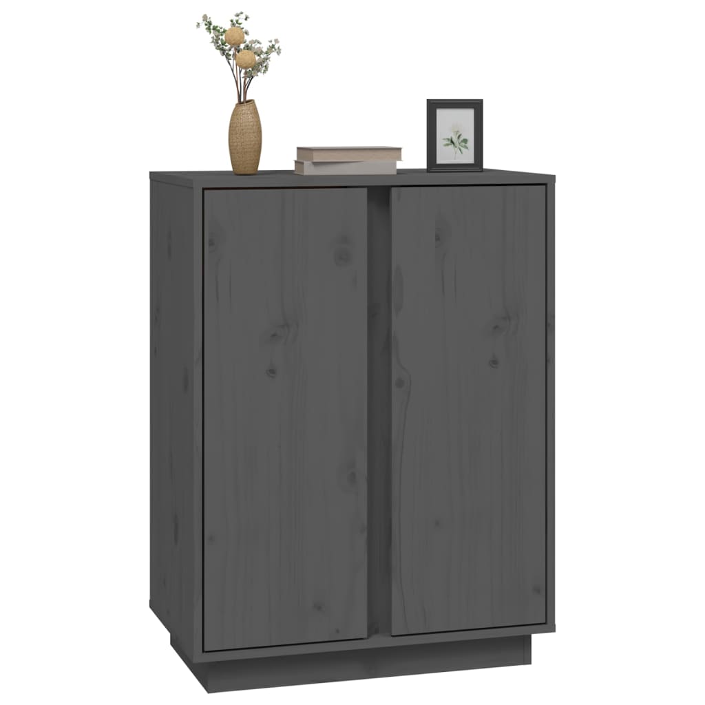 Sideboard Grau 60x35x80 cm Massivholz Kiefer