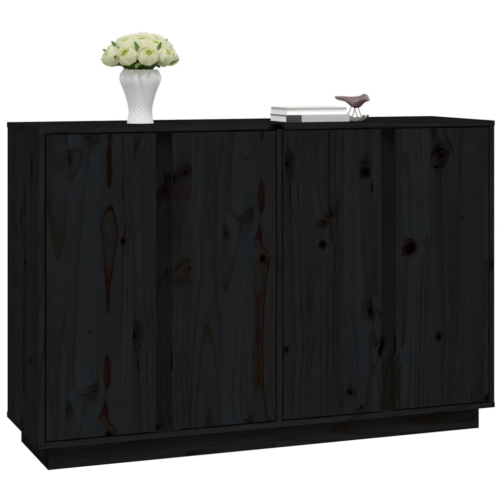Sideboard Schwarz 120x35x80 cm Massivholz Kiefer