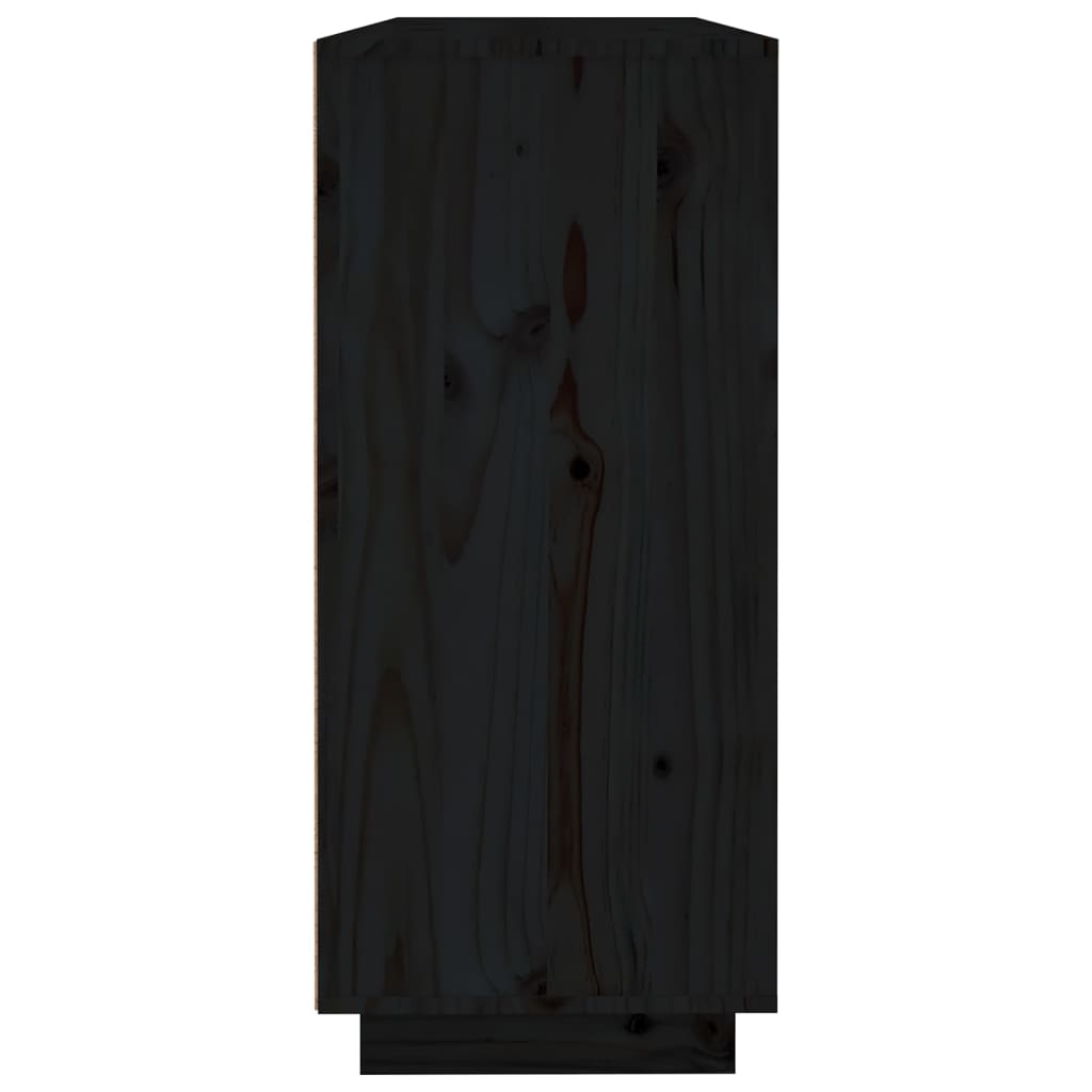 Sideboard Schwarz 120x35x80 cm Massivholz Kiefer