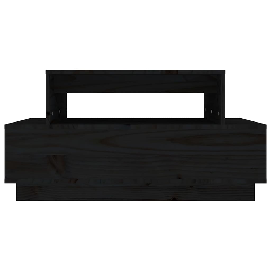 Couchtisch Schwarz 80x55x40,5 cm Massivholz Kiefer