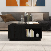 Thumbnail for Couchtisch Schwarz 80x81x36,5 cm Massivholz Kiefer