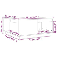 Thumbnail for Couchtisch Schwarz 80x81x36,5 cm Massivholz Kiefer