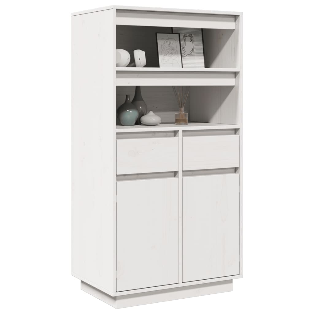 Highboard Weiß 60x40x116,5 cm Massivholz Kiefer