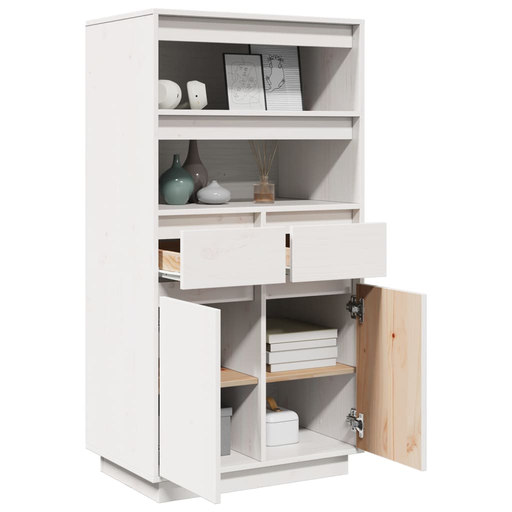 Highboard Weiß 60x40x116,5 cm Massivholz Kiefer