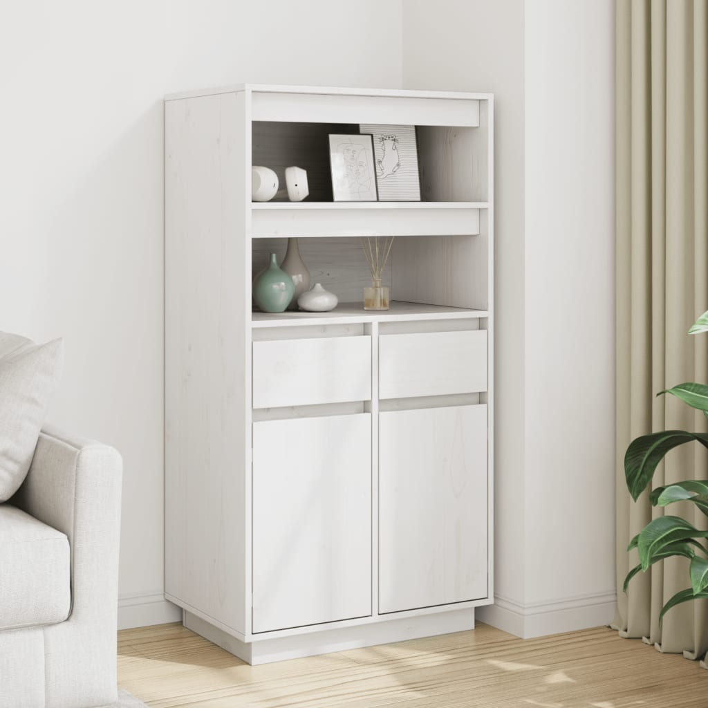 Highboard Weiß 60x40x116,5 cm Massivholz Kiefer