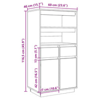 Thumbnail for Highboard Grau 60x40x116,5 cm Massivholz Kiefer