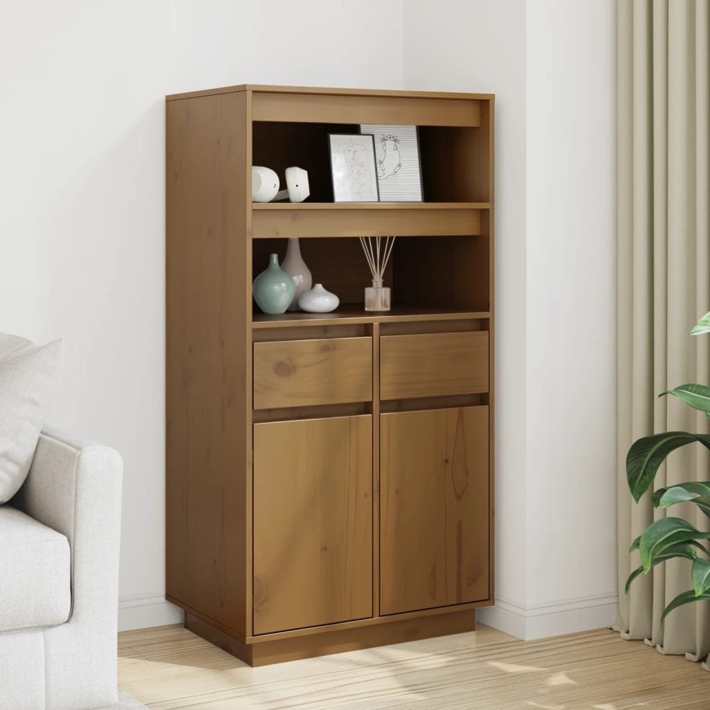 Highboard Honigbraun 60x40x116,5 cm Massivholz Kiefer