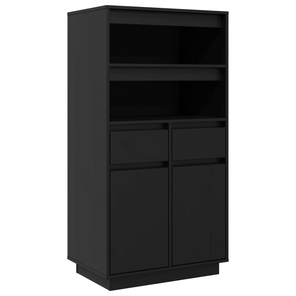 Highboard Schwarz 60x40x116,5 cm Massivholz Kiefer