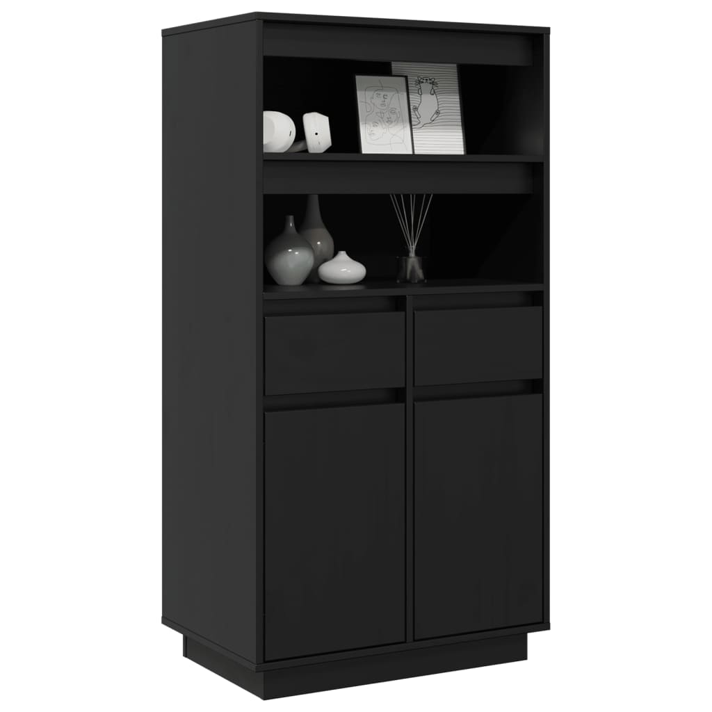 Highboard Schwarz 60x40x116,5 cm Massivholz Kiefer