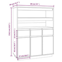 Thumbnail for Highboard Weiß 89x40x116,5 cm Massivholz Kiefer