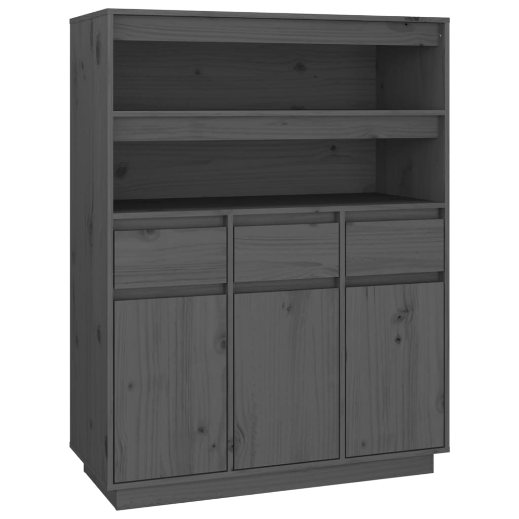 Highboard Grau 89x40x116,5 cm Massivholz Kiefer