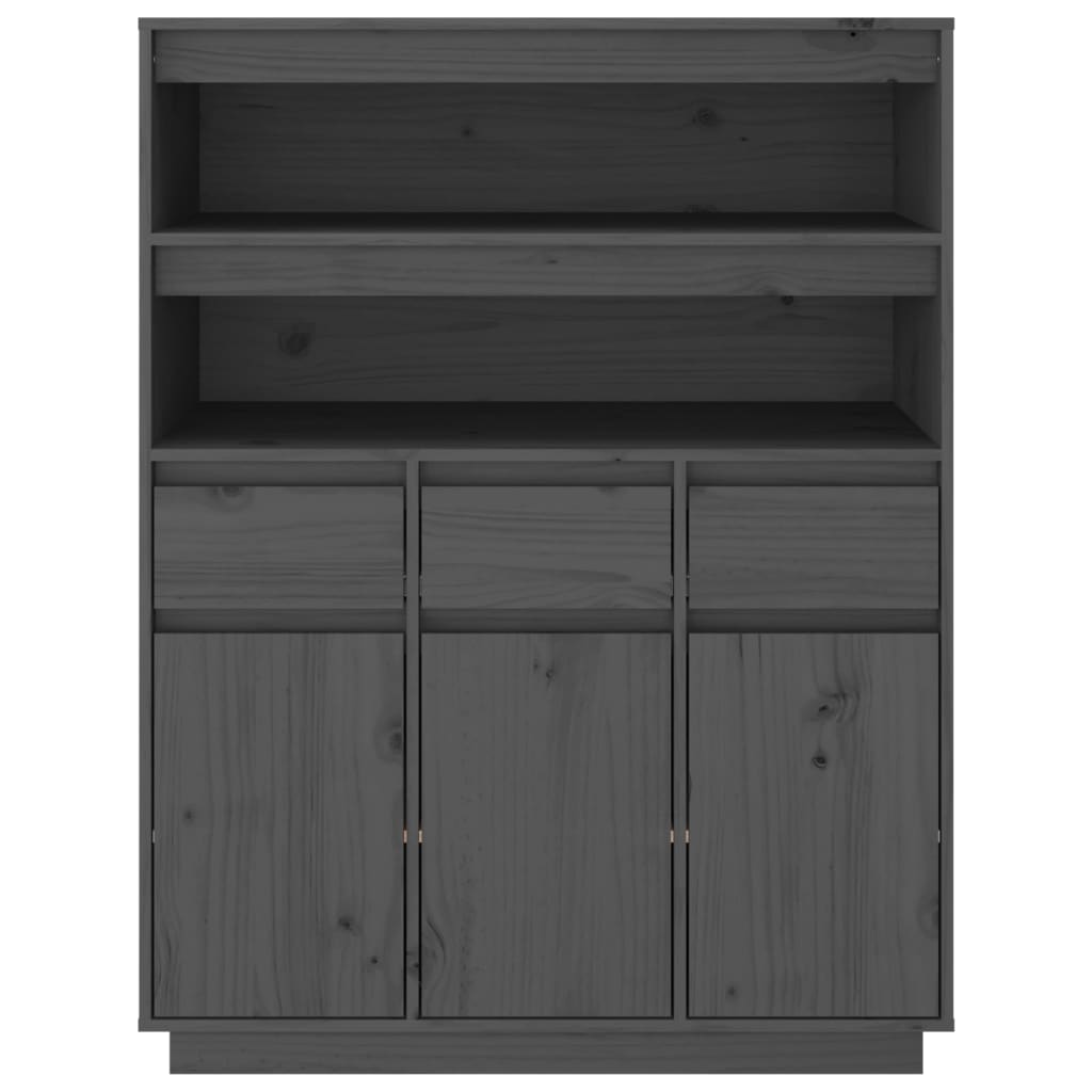 Highboard Grau 89x40x116,5 cm Massivholz Kiefer