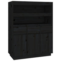 Thumbnail for Highboard Schwarz 89x40x116,5 cm Massivholz Kiefer
