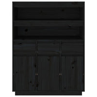 Thumbnail for Highboard Schwarz 89x40x116,5 cm Massivholz Kiefer