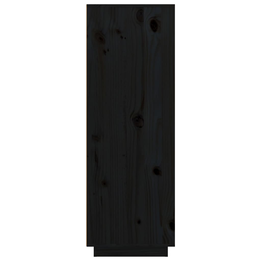 Highboard Schwarz 89x40x116,5 cm Massivholz Kiefer