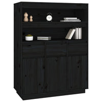 Thumbnail for Highboard Schwarz 89x40x116,5 cm Massivholz Kiefer