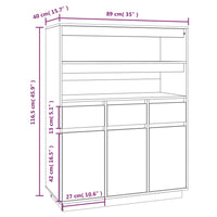 Thumbnail for Highboard Schwarz 89x40x116,5 cm Massivholz Kiefer