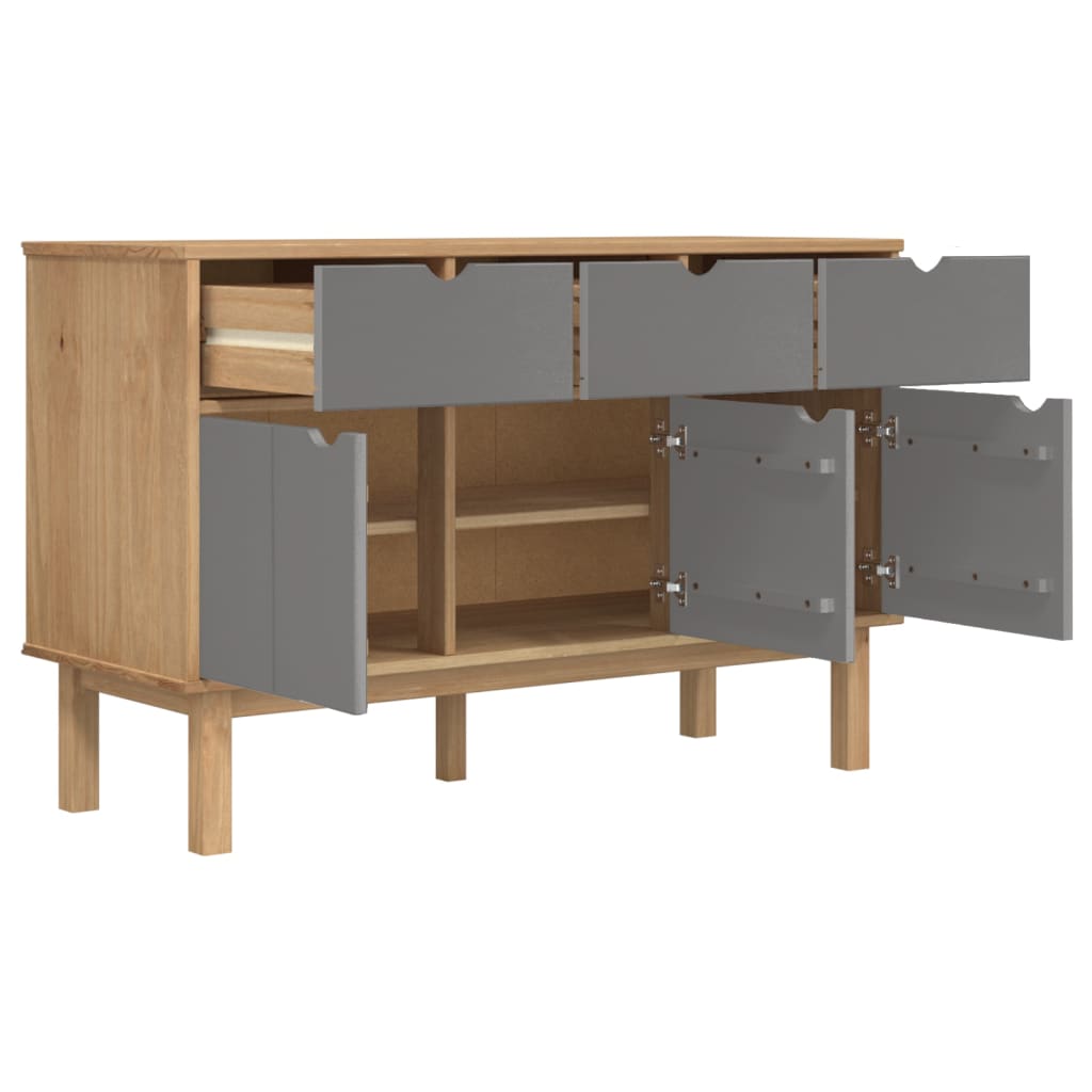 Sideboard OTTA Braun&Grau 114x43x73,5 cm Massivholz Kiefer