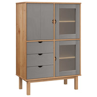 Thumbnail for Highboard OTTA Braun&Grau 85x43x125 cm Massivholz Kiefer