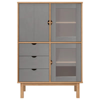Thumbnail for Highboard OTTA Braun&Grau 85x43x125 cm Massivholz Kiefer