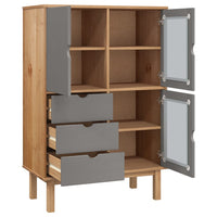 Thumbnail for Highboard OTTA Braun&Grau 85x43x125 cm Massivholz Kiefer