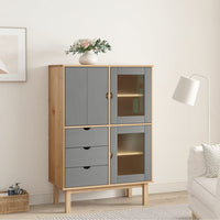 Thumbnail for Highboard OTTA Braun&Grau 85x43x125 cm Massivholz Kiefer
