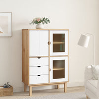 Thumbnail for Highboard OTTA Braun&Weiß 85x43x125 cm Massivholz Kiefer